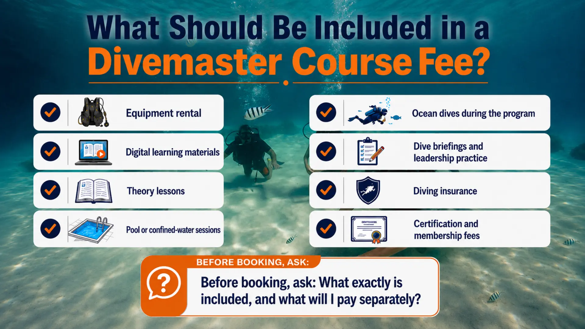 what should be included in a divemaster course fee