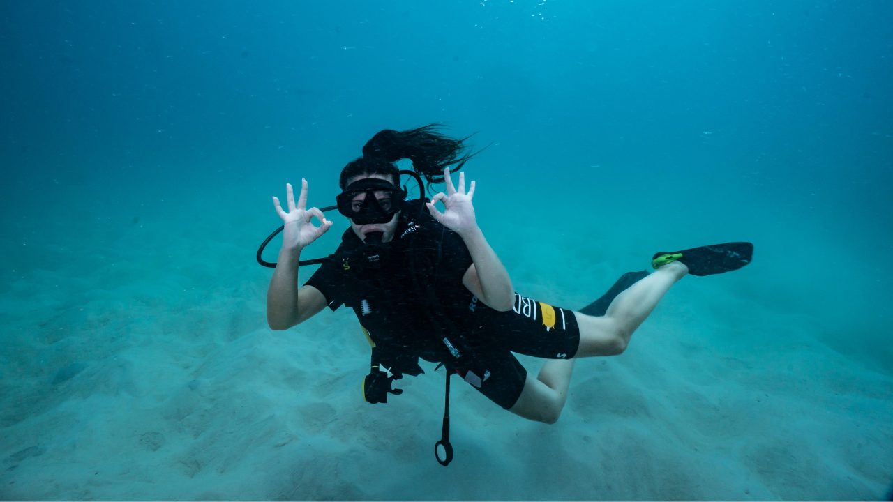 Underwater diving scene in Koh Tao