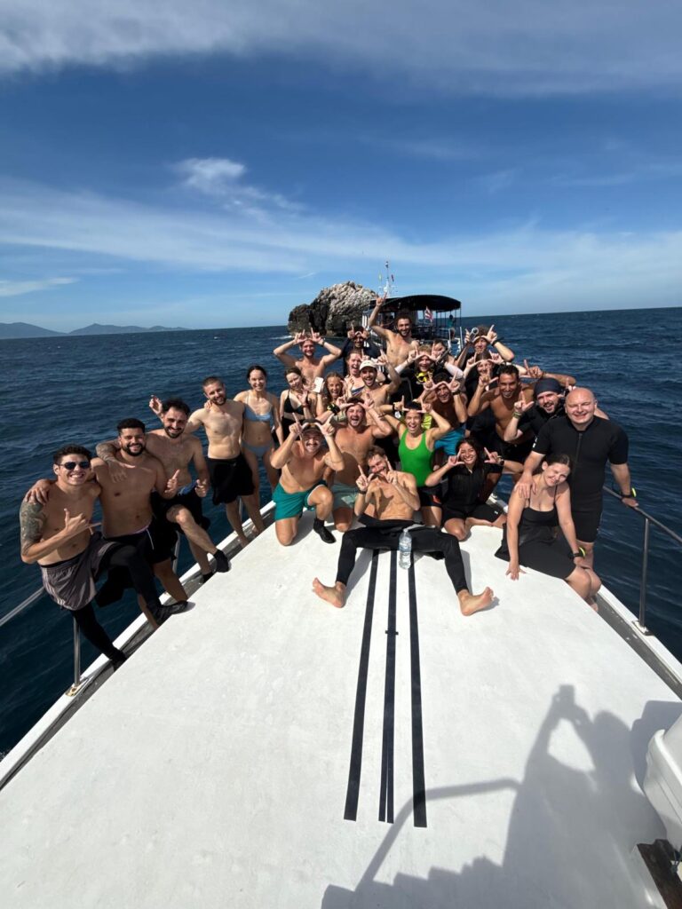 Celebrating a whaleshark on the boat.