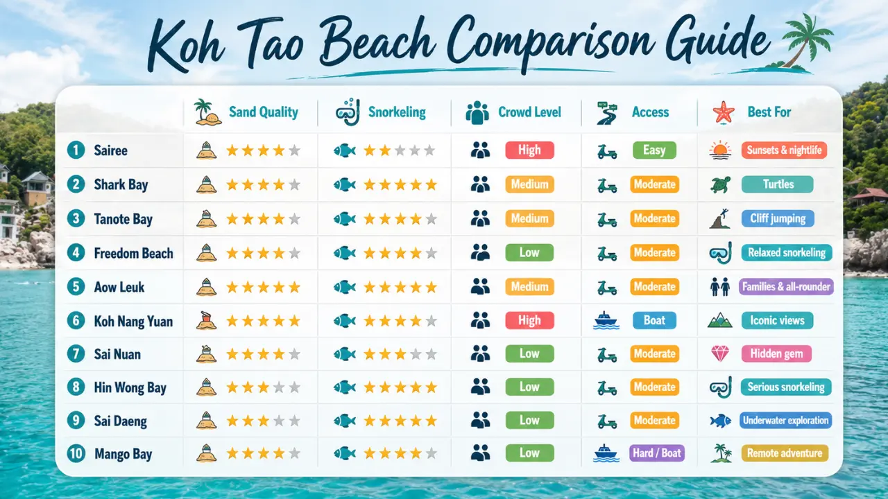 Best Beaches Koh Tao Comparison Guide