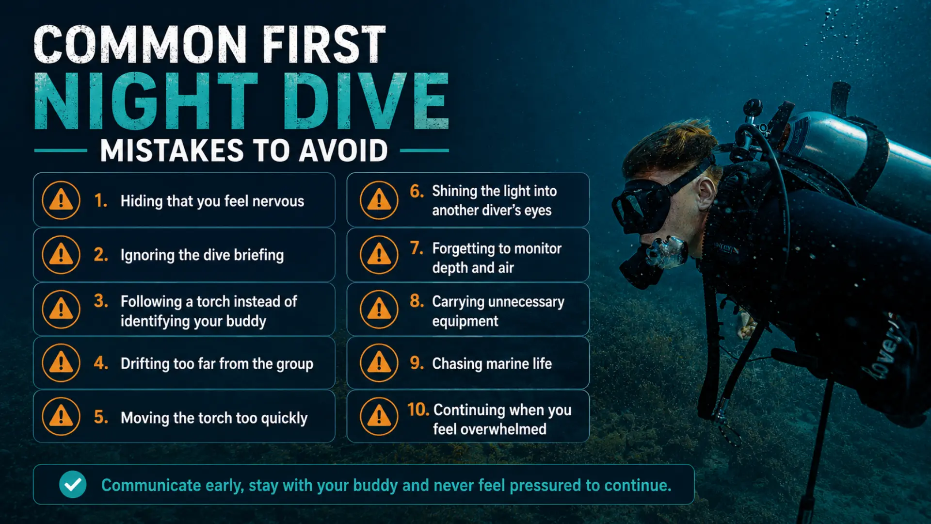 Common first night dive mistakes to avoid