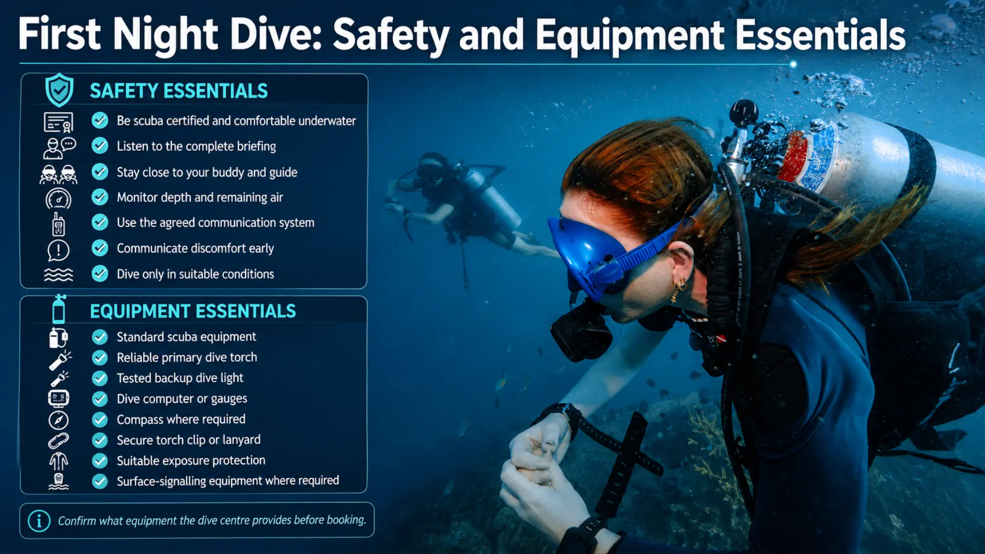 Safety and Essential Equipment for First Night Dive