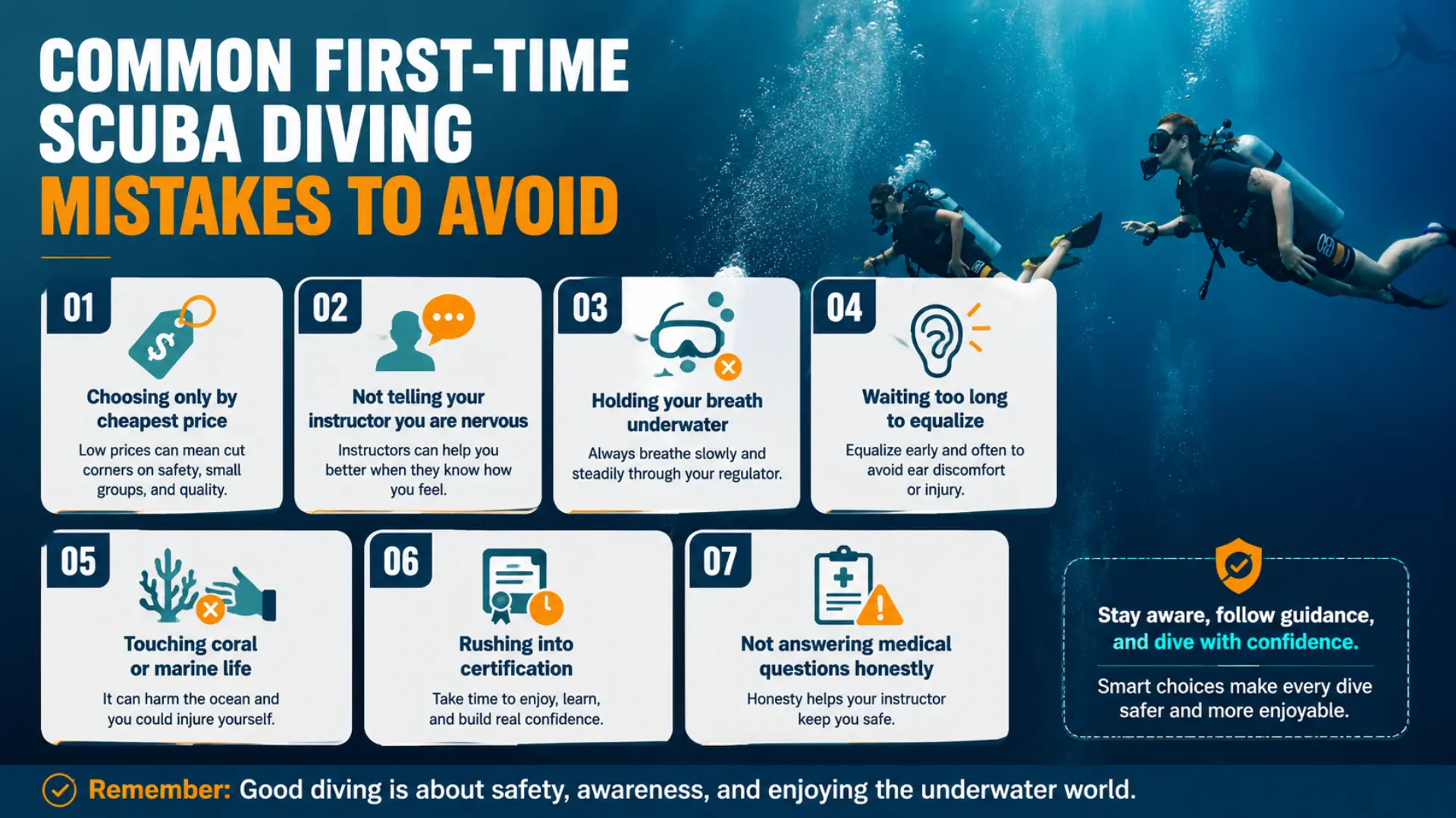 Some common first-time scuba diving mistakes to avoid