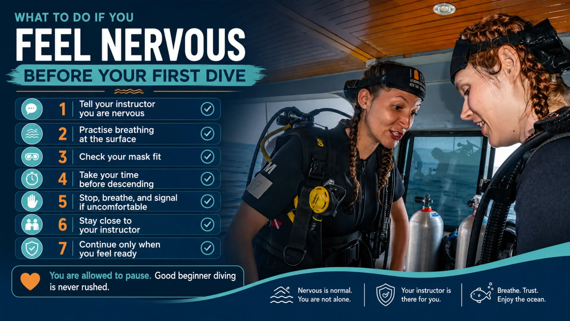 what to do if you feel nervous before your first dive
