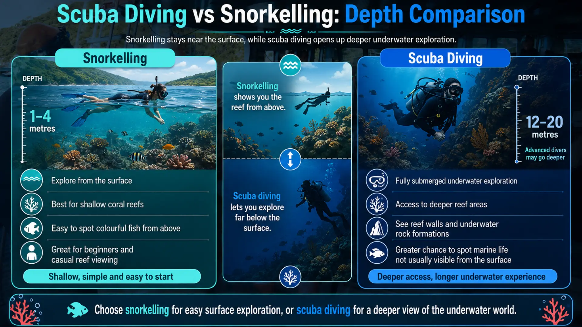 Scuba Diving vs Snorkelling: Depth Comparison