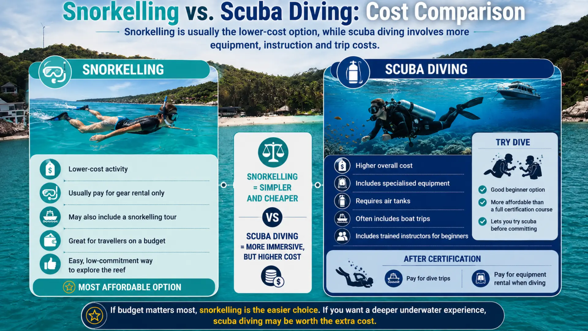 Snorkelling vs. Scuba Diving: Cost Comparison
