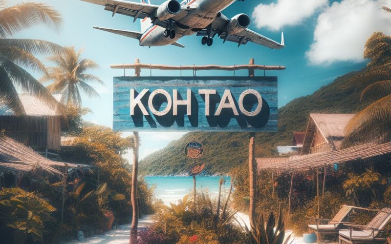 Koh Tao With Airplane Flying Over